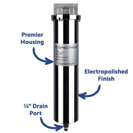 SPECTRUM INOX Premier Filter Housing 1 X 20" 1" Ports & 222 Cup CSF Filter Housing Spectrum