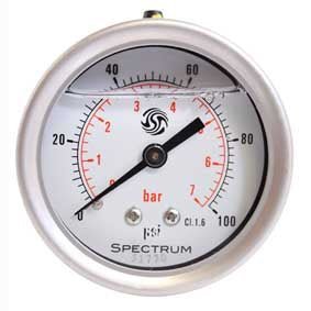 SPECTRUM PG3 Gauge 0-11 bar Rear Thread Glycerine Filled 1/4" BSP Housing Accessory Spectrum Default Title