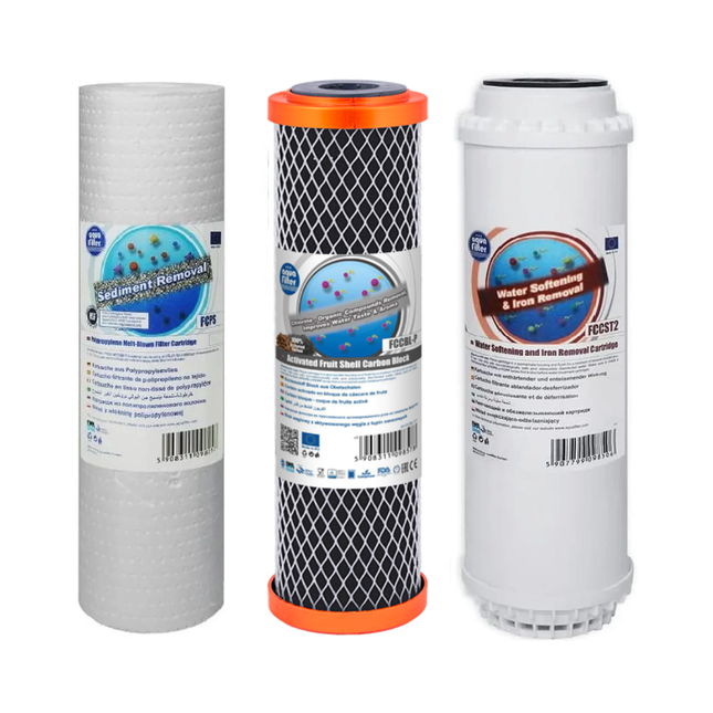 Aquafilter Set of 3 Replacement Filters Whole House Water Purifier Softener 10"