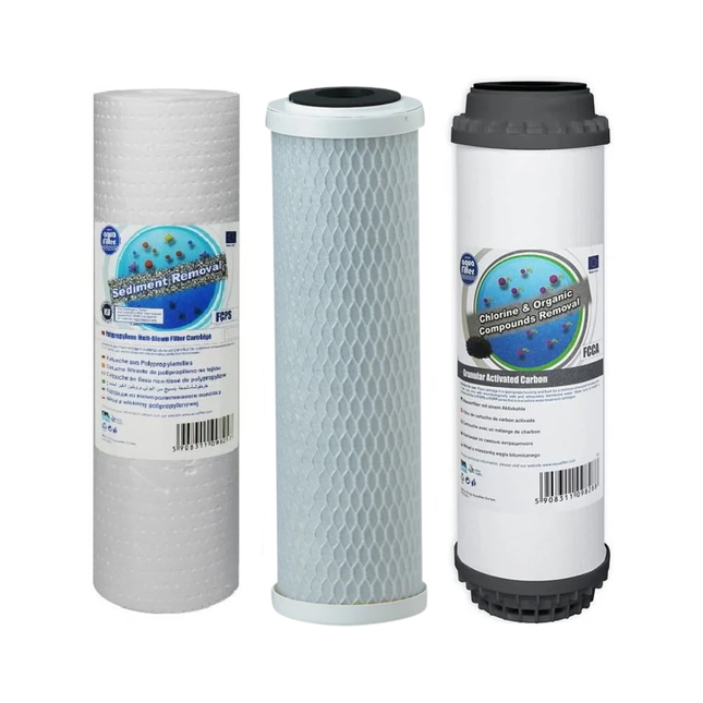 Aquafilter Premium 3 Stage HMA Heavy Metal Reduction Water Filter System 10" Replacements