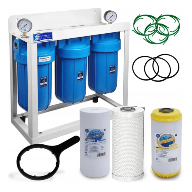 3 Stage Big Blue 10" Water purifier and dechlorinator filter kit
