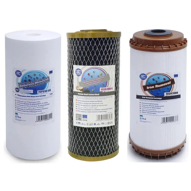 Aquafilter FCPS5M10B FCCBL10BB-S FCCFE10BB Big Blue 10" replacement cartridges set