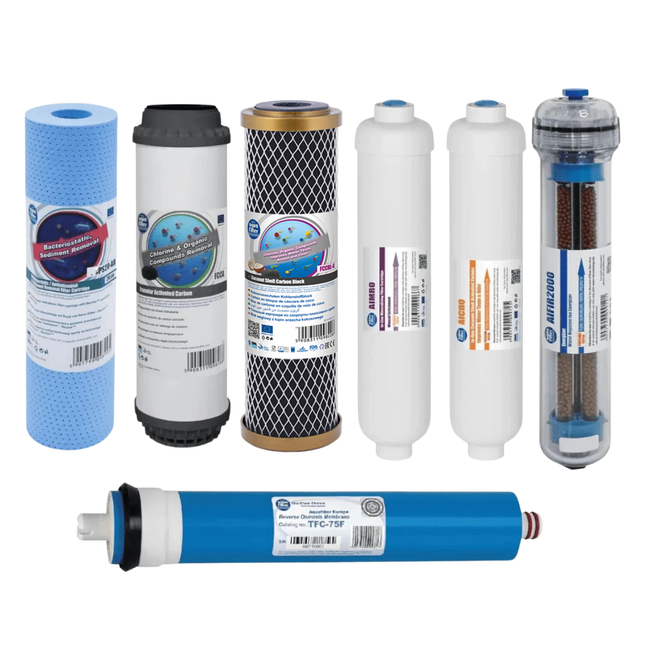 Aquafilter Replacement Filters and Membrane for 7 Stage Reverse Osmosis 12 Months Service