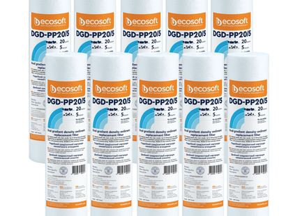 10pk Ecosoft dual gradient PP sediment filter, 2.5″×10″, 20-5 micron - GroAqua