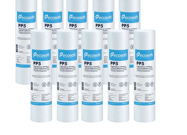 10pk Ecosoft PP melt blown sediment filter, 2.5″×10″, 20 micron Sediment Cartridge Ecosoft