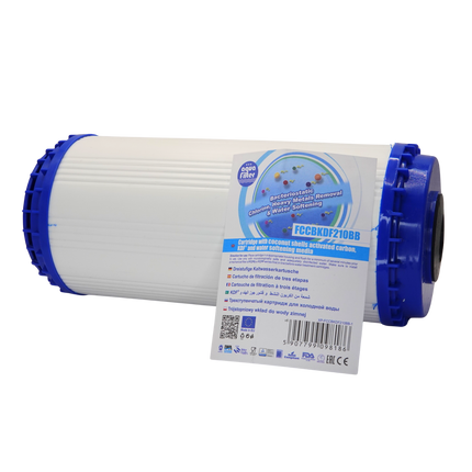 Aquafilter FCCBKDF210BB 10" Big BlueCoconut shell GAC carbon cartridge with KDF and softening media Carbon Cartridge Aquafilter