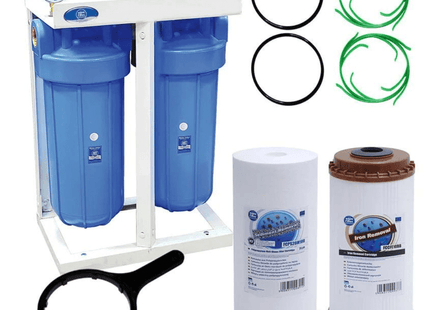 2 Stage 10" Big Blue Water purifier and iron reducing filter kit Big Blue Whole House System Aquafilter