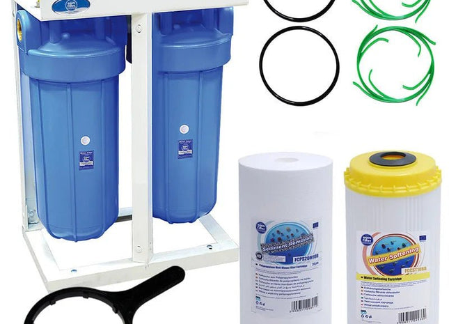 2 Stage 10" Big Blue Water purifier and softener filter kit - GroAqua