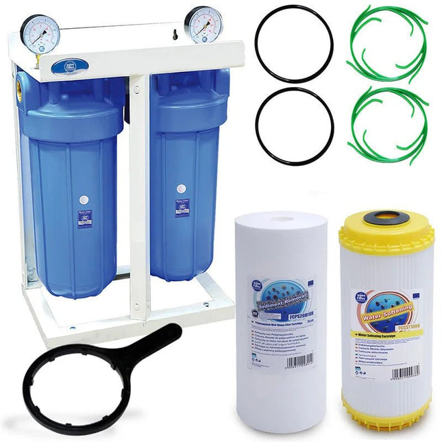 2 Stage 10" Big Blue Water purifier and softener filter kit - GroAqua
