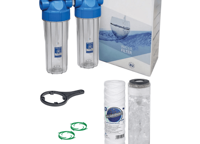 2 Stage 10" Water purifier and anti-scale filter kit Whole House System Aquafilter 1/2"