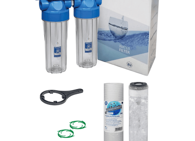 2 Stage 10" Water purifier and anti-scale filter kit Whole House System Aquafilter 1/2"