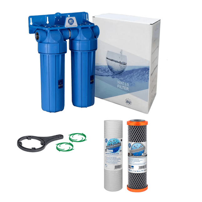 2 Stage 10" Water purifier and dechlorinator filter kit 1/2" - GroAqua