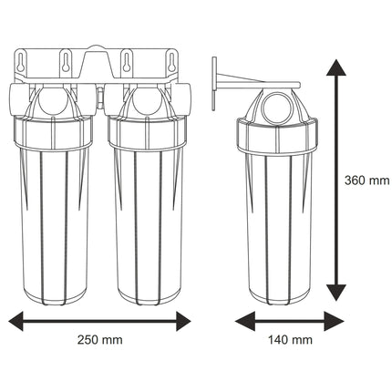 2 Stage 10" Water purifier and dechlorinator filter kit (FCPP5, FCCBL) Undersink Filter System Aquafilter