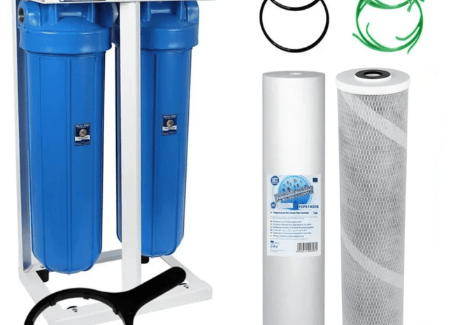 2 Stage 20" Big Blue Water purifier and dechlorinator filter kit - GroAqua