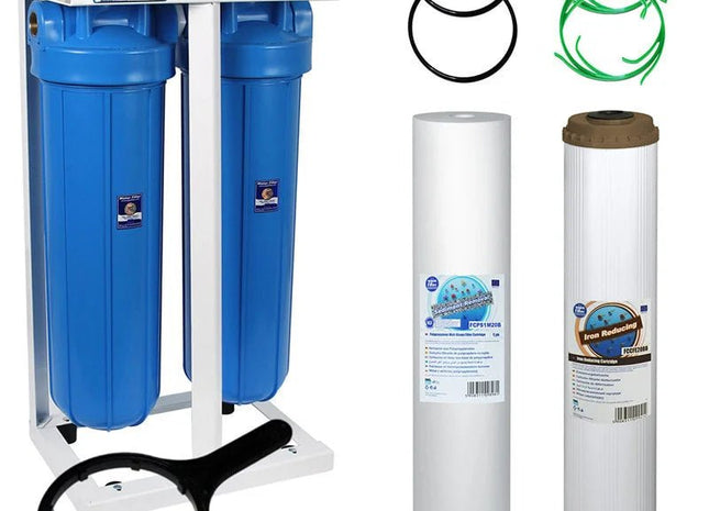 2 Stage 20" Big Blue Water purifier and iron reducing filter kit Big Blue Whole House System Aquafilter
