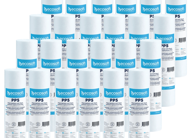 24pk Ecosoft PP melt blown sediment filter 2.5″×10″ 5 micron - GroAqua
