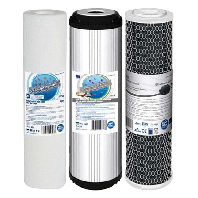 3 Replacement Pre Filters for Water fed pole window cleaning reverse osmosis RO Filter Set Aquafilter   