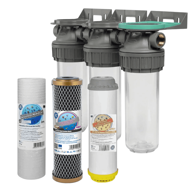 3 Stage 10" Water Purifier and de-chlorinator Filters 1/2" - GroAqua