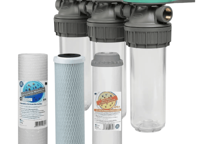 3 Stage 10" Water Purifier and de - chlorinator Filters 1/2" - GroAqua