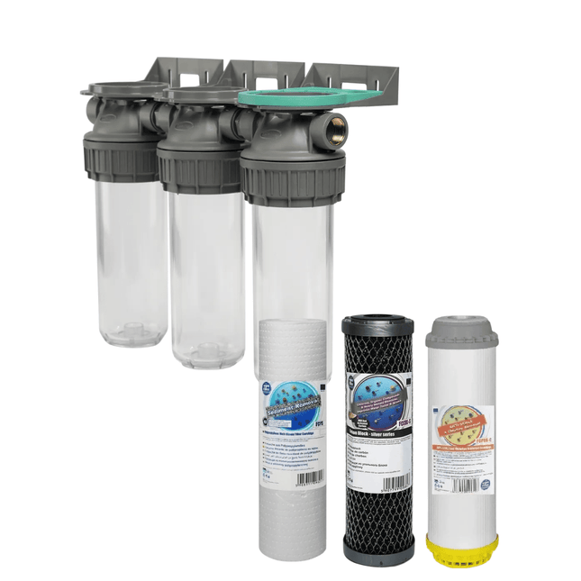 3 Stage 10" Water Purifier & Dechlorinator Kit - 3/4 - GroAqua