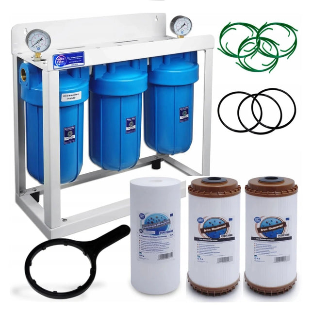 3 Stage Big Blue 10" Water purifier dechlorinator and iron reducing filter kit Big Blue Whole House System Aquafilter