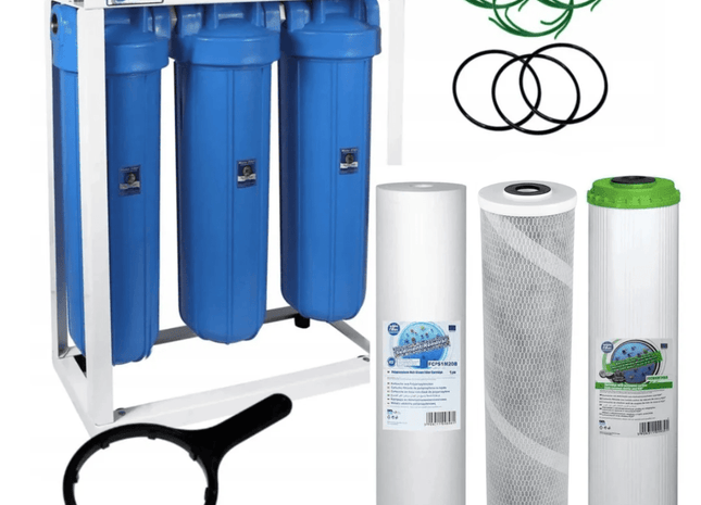 3 Stage Big Blue 20" Water purifier and dechlorinator filter kit - GroAqua