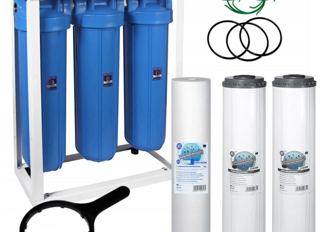 3 Stage Big Blue 20" Water purifier and dechlorinator filter kit Big Blue Whole House System Aquafilter