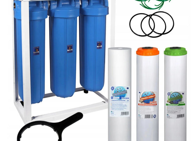 3 Stage Big Blue 20" Water purifier and dechlorinator filter kit Big Blue Whole House System Aquafilter