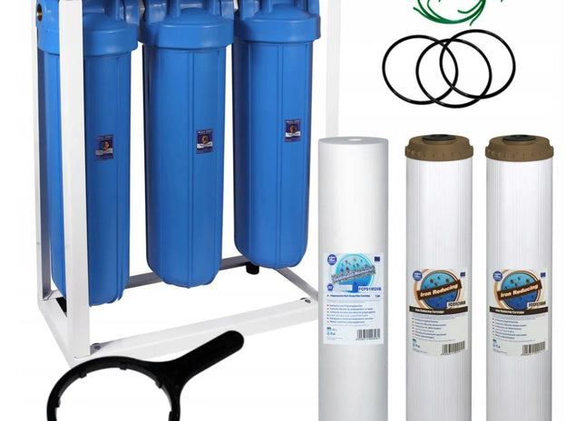 3 Stage Big Blue 20" Water purifier and iron reducing filter kit Big Blue Whole House System Aquafilter