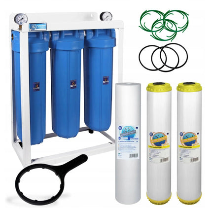 3 Stage Big Blue 20" Water purifier and softener filter kit - GroAqua