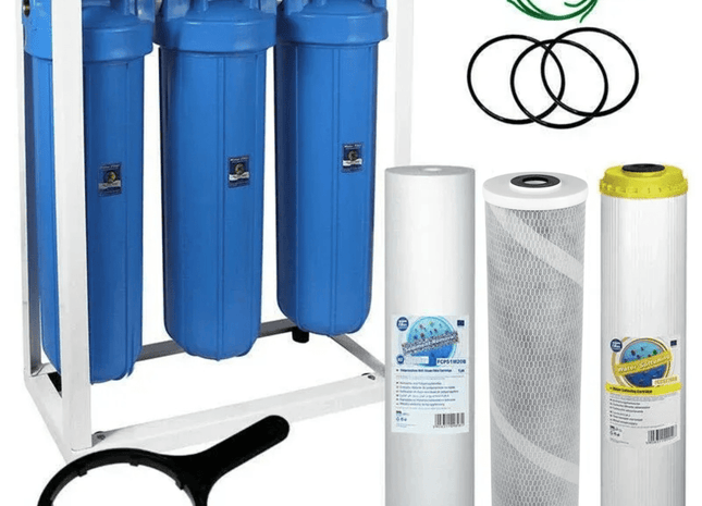 3 Stage Big Blue 20" Water purifier and softener filter kit - GroAqua