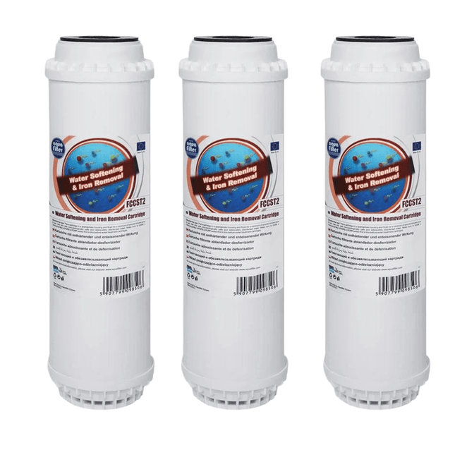 3 x 10" Aquafilter FCCST2 Water Softening & Iron Removal Cartridge Filter Softening Cartridge Aquafilter