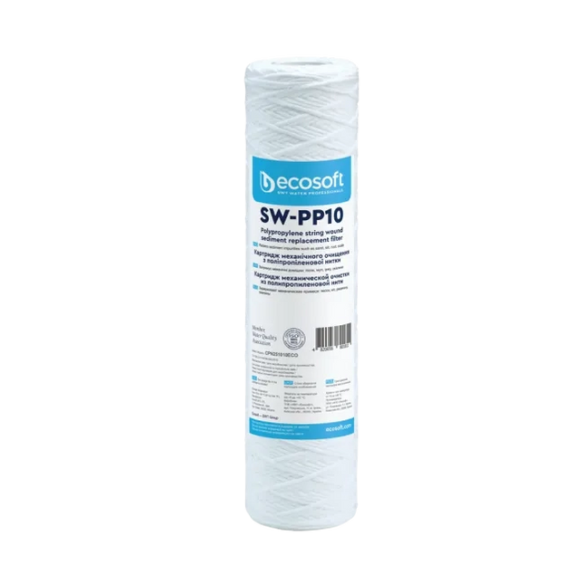 Ecosoft PP string wound sediment filter, 2.5″×10″, 10 micron