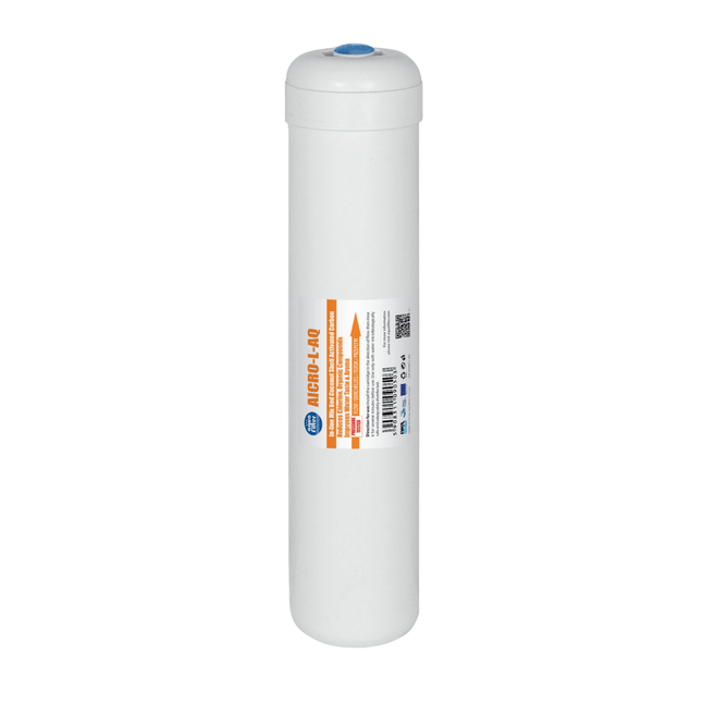 AICRO-L-AQ 2,5" x 12" in-line cartridge with coconut shell granulated activated carbon - 1/4" NPT Carbon Cartridge Aquafilter