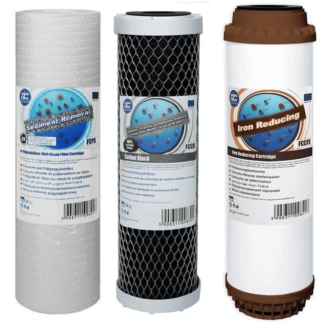 Aquafilter 10" 3 Stage HMA Heavy Metal Reduction Water Filter Iron Reducing - GroAqua
