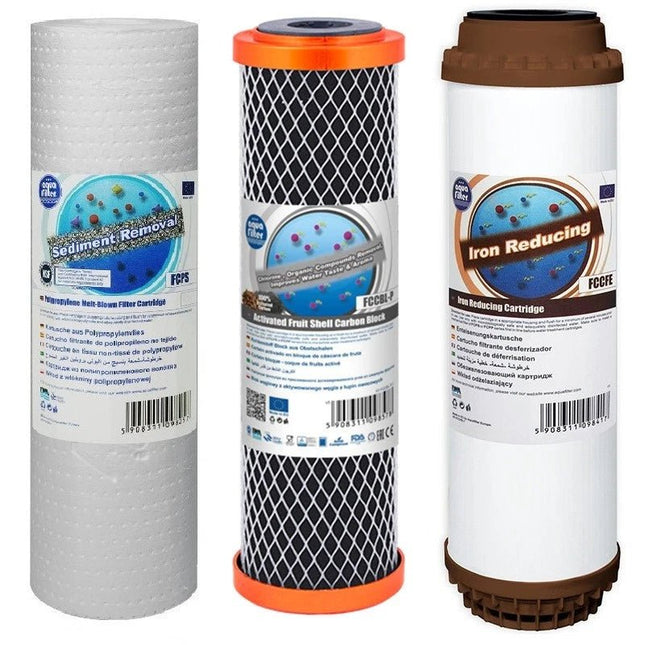 Aquafilter 10" 3 Stage HMA Heavy Metal Reduction Water Filter Iron Reducing - GroAqua