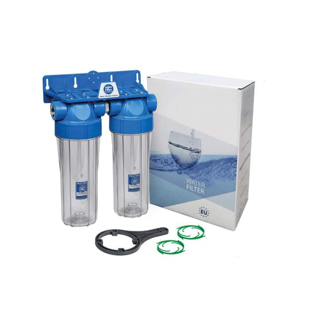 Aquafilter 10" two-stage in-line system wateaAquafilter filter housing FHPRCL12-B-TWIN 1/2" BSP filter system (Copy) Whole House System Aquafilter
