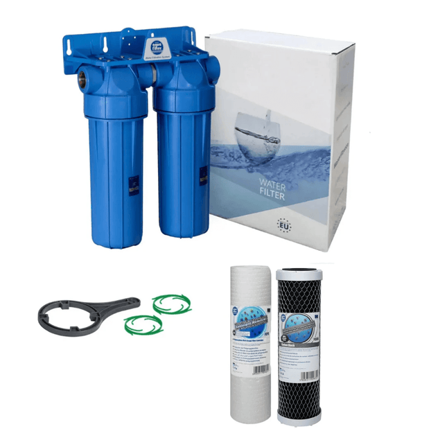 Aquafilter 2 Stage Dechlorinator Water Filter System 10" with 1/2" Ports - GroAqua