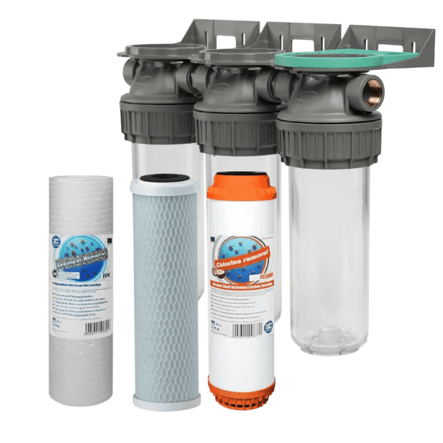 Aquafilter 3 Stage High Flow Water Filter De - chlorinator Chlorine Removal 1/2" - GroAqua