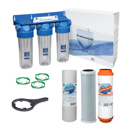 Aquafilter 3 Stage High Flow Water Filter De - chlorinator Chlorine Removal 1/2" - GroAqua