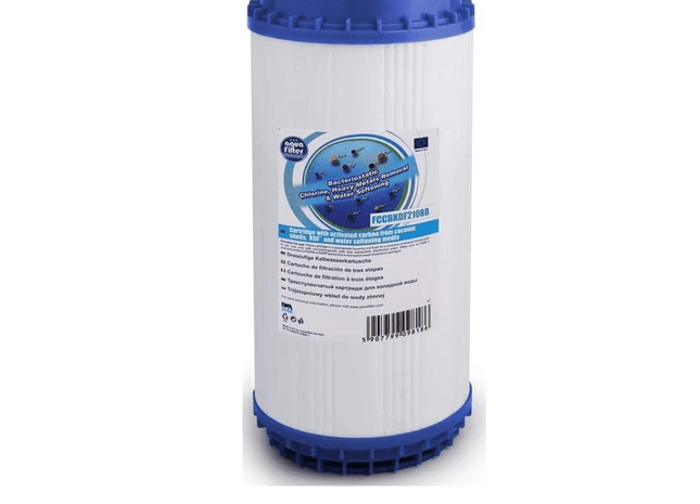 Aquafilter FCCBKDF210BB 10" Big BlueCoconut shell GAC carbon cartridge with KDF and softening media - GroAqua