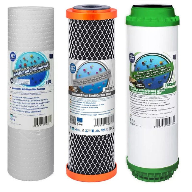 Aquafilter FCPP5 FCCBL FCCBKDF replacement cartridges set - GroAqua