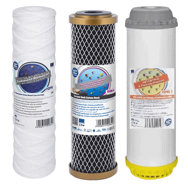 Aquafilter FCPP5 FCCBL-G FCPRA-C replacement cartridges set - GroAqua