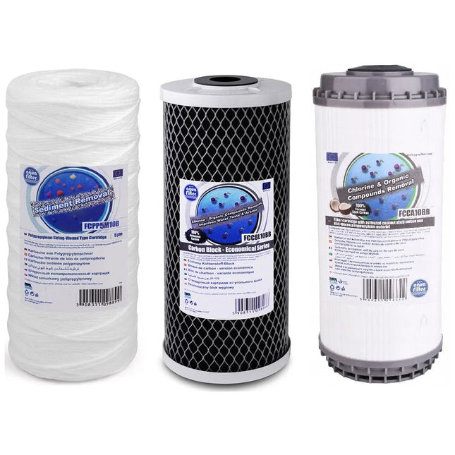 Aquafilter FCPP5M10B FCCBL10BB FCCA10B Big Blue 10" replacement cartridges set - GroAqua