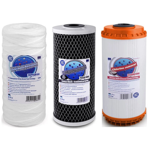 Aquafilter FCPP5M10B FCCBL10BB FCCBHD10BB Big Blue 10" replacement cartridges set - GroAqua