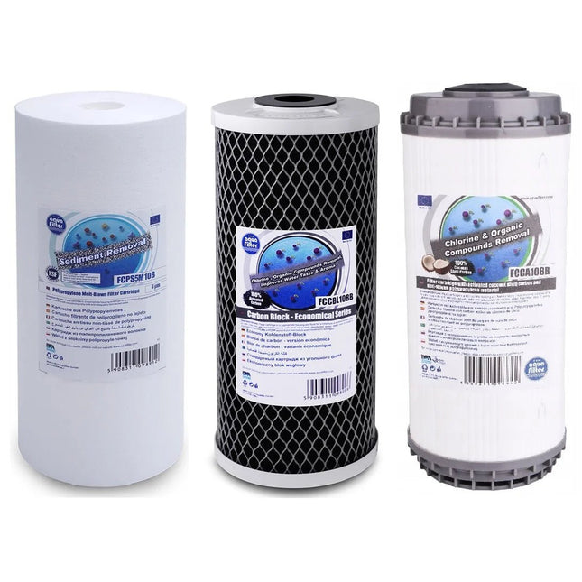 Aquafilter FCPS5M10B FCCBL10BB FCCA10B Big Blue 10" replacement cartridges set - GroAqua