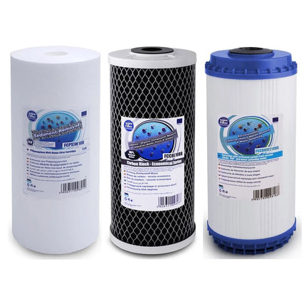 Aquafilter FCPS5M10B FCCBL10BB FCCBKDF2 Big Blue 10" replacement cartridges set - GroAqua