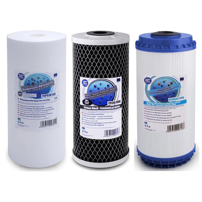 Aquafilter FCPS5M10B FCCBL10BB FCCBKDF2 Big Blue 10" replacement cartridges set - GroAqua