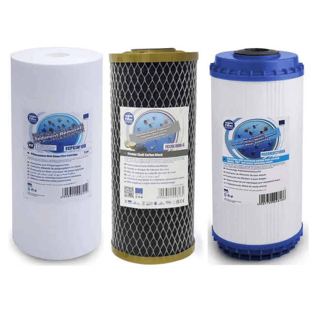 Aquafilter FCPS5M10B FCCBL10BB - S FCCBKDF2 Big Blue 10" replacement cartridges set - GroAqua