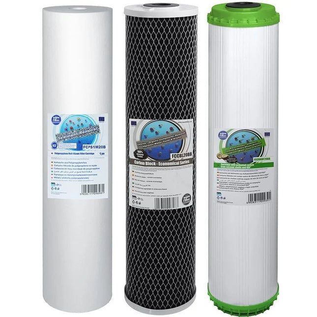 Aquafilter FCPS5M20B FCCBL20BB FCCBKDF20B Big Blue 20" replacement cartridges set - GroAqua